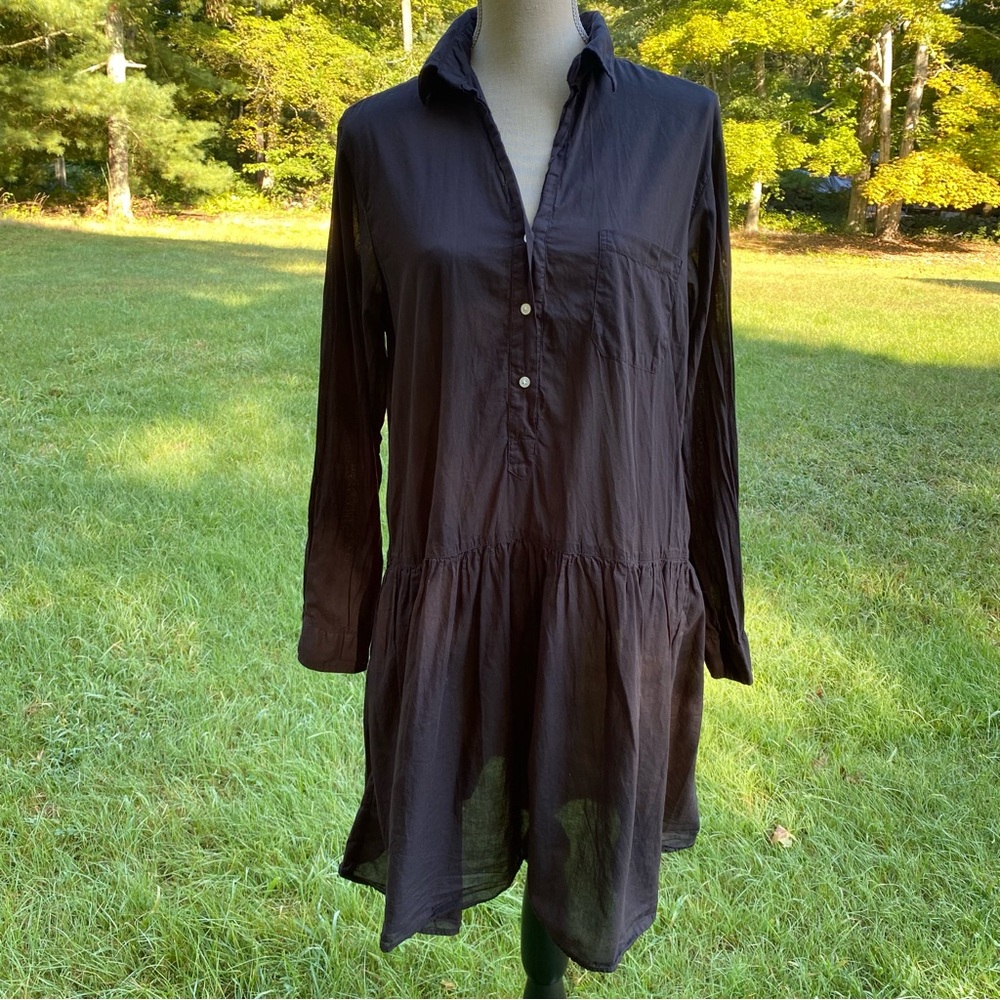 GRAYSON CHANGEMAKER DRESS BLACK COTTON DROP WAIST LONG SLEEVE POCKETS SIZE M